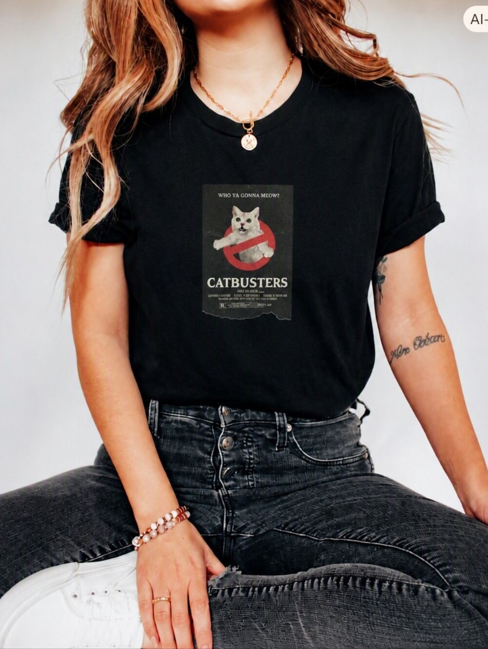GOOD DAY Black Catbusters Ghostbusters Parody Unisex Graphic Tee From Hong Kong